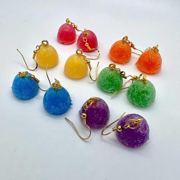 Gum Drop Earrings - Candy Earrings - Glitter Earrings - Rainbow Earrings - Picture 1 of 11